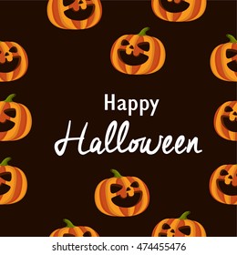 seamless pattern lettering happy Halloween & pumpkin