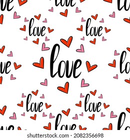 seamless pattern lettering love and hearts