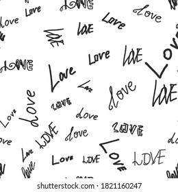 seamless pattern lettering love on a white background.For printing on fabric, packaging, gift card. congratulations on valentine's day. simple design, trend, top. wallpaper design, fabric for sofa