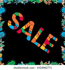 Patrón sin foco. Dejando. Vector. Ilustración en colores azul, negro y naranja. Diseño de plantillas de banner de venta.