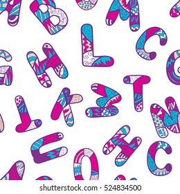  Seamless pattern with letters of alphabet