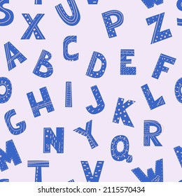 A seamless pattern of letters of the alphabet. Vector print for packaging, paper, children's textiles and home decor