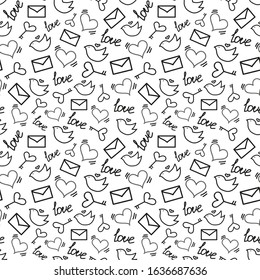 seamless pattern. letters dove love