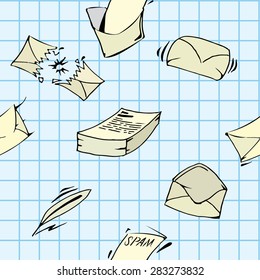 Seamless pattern. Letters and envelope. Vector.
