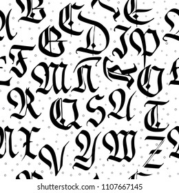 Seamless pattern of letters, Latin alphabet, calligraphy with a brush