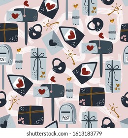 seamless pattern with letters of love - vector illustration, eps