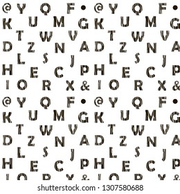 Seamless pattern with letters. Mix letters seamless pattern dark