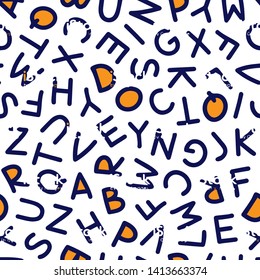 
Seamless pattern of letters. Modern typography.