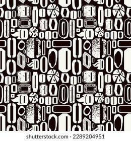 Seamless pattern with letters o in typographic style. White print on black background