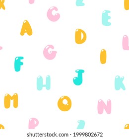 Seamless pattern with letters on a white background