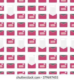 Seamless pattern with  letters and other mail symbols.