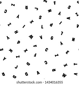 Seamless pattern of letters. Random order signs. Vector background.