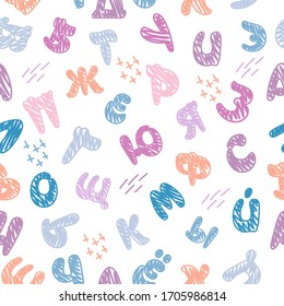 Seamless pattern of letters of the Russian alphabet. Uppercase Cyrillic 
letters. Russian font on a white isolated background.