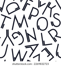 Patrón sin brillo con letras de estilo tipográfico. Ilustración vectorial para el diseño textil de fondo y moda. Impresión negra sobre fondo blanco