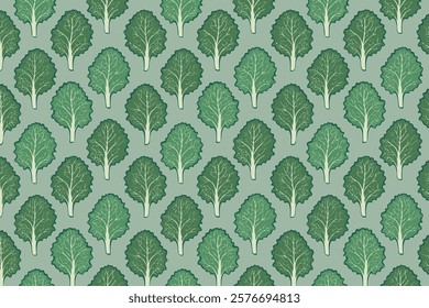 Seamless pattern with lettuce leaves. Vector illustration. Green background.