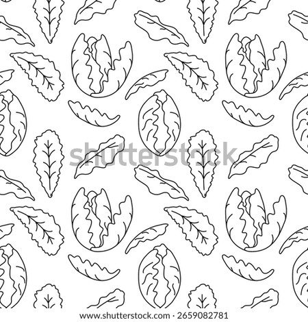 Seamless pattern lettuce, romaine lettuce.