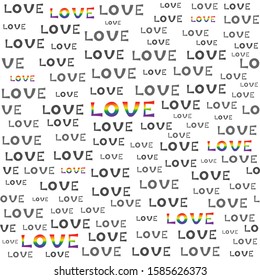 Seamless pattern. LGBT concept. Print with the inscription love on a white background.