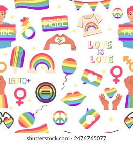 Seamless pattern Lgbt elements collection pride month 