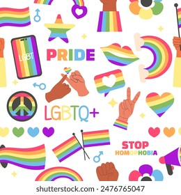 Seamless pattern Lgbt elements pride month