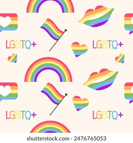 Seamless pattern of lgbt elements, Pride Month