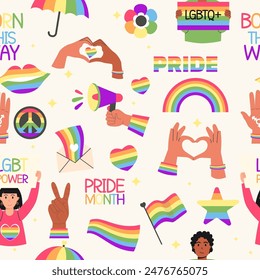 Seamless pattern lgbt elements pride month day