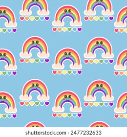 Seamless pattern LGBT kawaii rainbow 