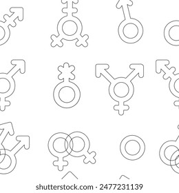 Seamless pattern LGBT outline symbols 