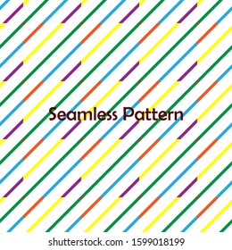 Seamless pattern of LGBT rainbow colors in stripes and square shapes. Isolated on white background. Vector Illustration.