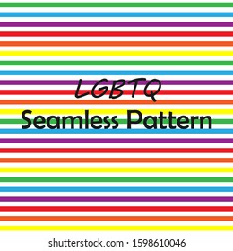 Seamless pattern of LGBT rainbow stripes colors. Isolated on white background. Vector Illustration.