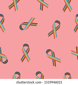 Seamless pattern of LGBT ribbons. Cute seamless pattern, illustration for fabric, card, web design, invitation, posters, wallpaper. Surface pattern design.