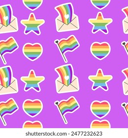 Seamless pattern Lgbt star heart letter pride month