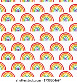 Seamless pattern with LGBT vector rainbow. Wallpaper fabric hand draw illustration. LGBTQ love element. Concept design. Printable repeat illustration 