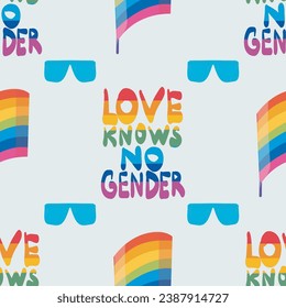 juego de desfile del orgullo LGBTQ sin fisuras. Imagen vectorial de un desfile del orgullo gay. Un grupo de personas participando en el desfile del Orgullo Gay. comunidad LGBT
