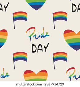 seamless pattern LGBTQ Pride Parade Set. Vector illustration of a gay pride parade. A group of people participating in the Pride parade. LGBT community