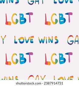 seamless pattern LGBTQ Pride Parade Set. Vector illustration of a gay pride parade. A group of people participating in the Pride parade. LGBT community
