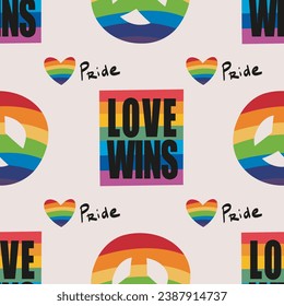 nahtloses Muster LGBTQ Pride Parade Set. Vektorgrafik einer Gay-Pride-Parade. Eine Gruppe von Leuten, die an der Pride-Parade teilnehmen. LGBT-Community