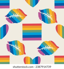 seamless pattern LGBTQ Pride Parade Set. Vector illustration of a gay pride parade. A group of people participating in the Pride parade. LGBT community