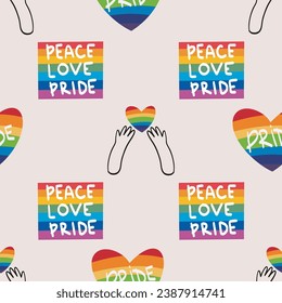 seamless pattern LGBTQ Pride Parade Set. Vector illustration of a gay pride parade. A group of people participating in the Pride parade. LGBT community