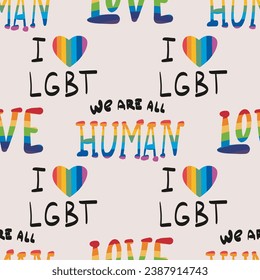 juego de desfile del orgullo LGBTQ sin fisuras. Imagen vectorial de un desfile del orgullo gay. Un grupo de personas participando en el desfile del Orgullo Gay. comunidad LGBT