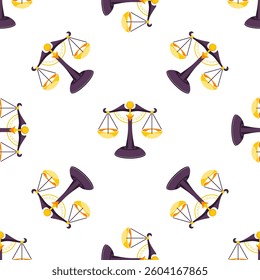 Seamless pattern with libra zodiac sign representing balance, harmony, and justice