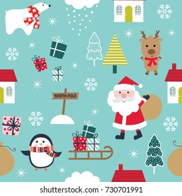 Seamless pattern with life of north pole