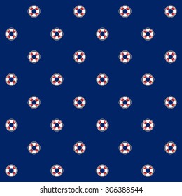 Seamless Pattern with Lifebuoy on a Blue Background , Seamless Pattern with Marine Element for Web Design or Wallpaper or Fabric, Vector Illustration