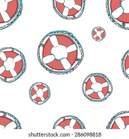 seamless pattern with lifebuoys