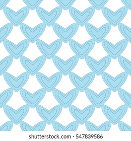 Seamless pattern with light blue hearts