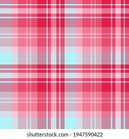 Patrón inmaculado en tonos azul claro, escarlata y rosa para machacar, tela, textiles, ropa, manteles y otras cosas. Imagen vectorial. 