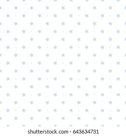 Seamless Pattern of Light Blue Stars on White Background
