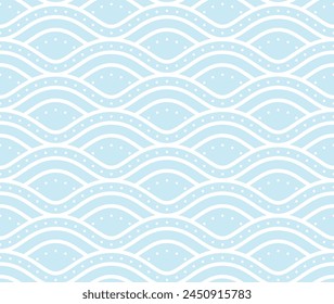 Seamless pattern with light blue waves