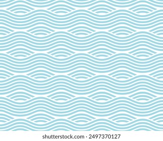 Seamless pattern with light blue waves