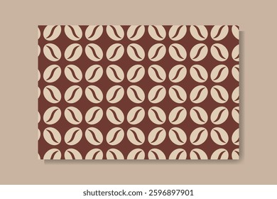 seamless pattern of light brown coffee beans on a dark brown background