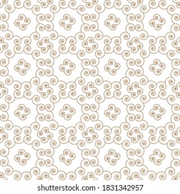 Seamless pattern of light brown curls on a white background.
